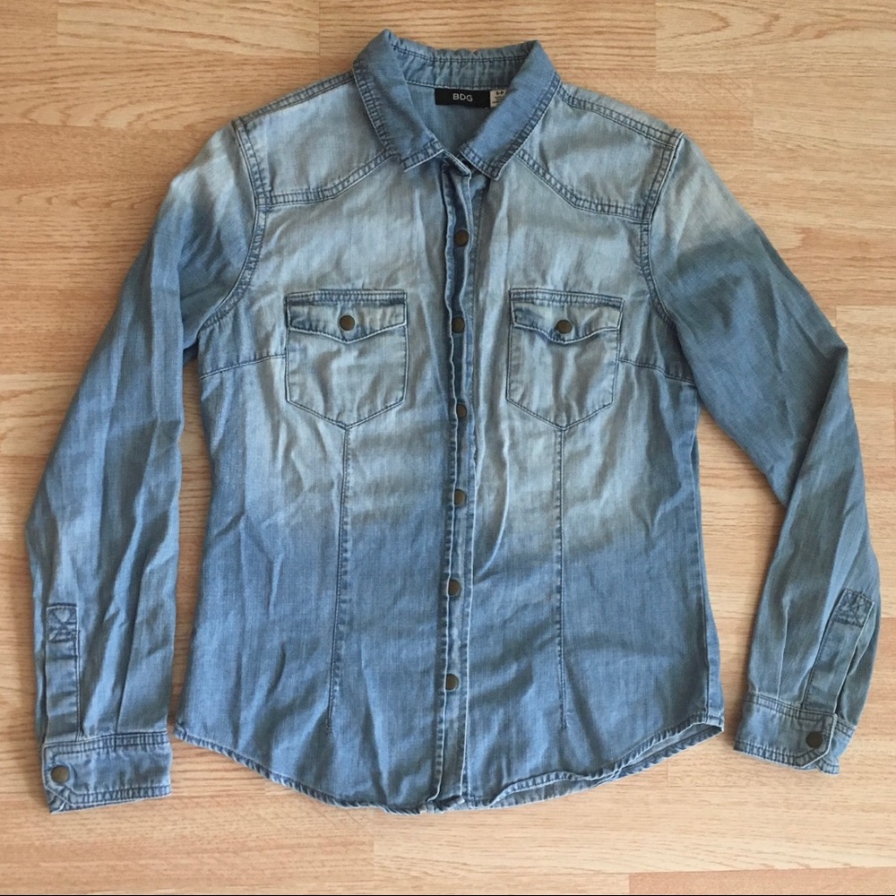 BDG Denim Snap Button Down Western Shirt S